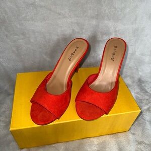 Red Peep Toe Mules